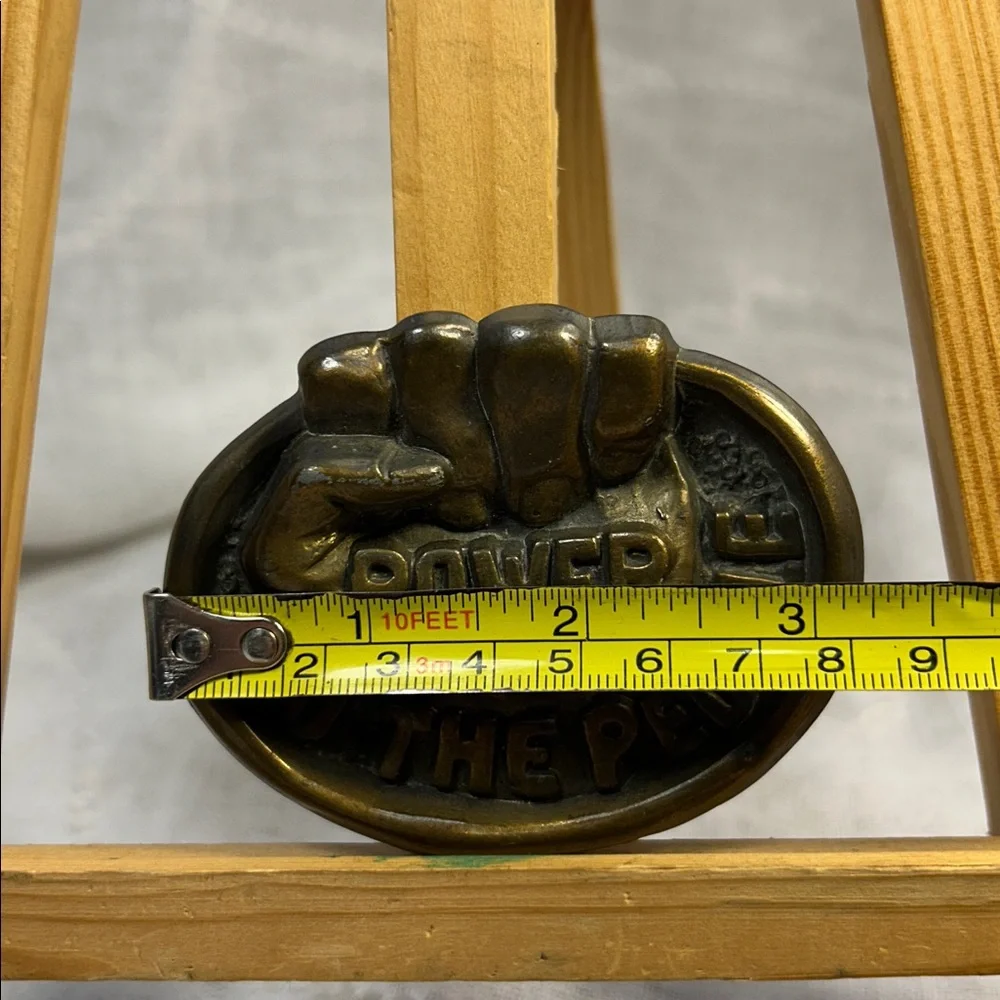 Extremely Rare sculptured Power to the People heavy belt buckle limited